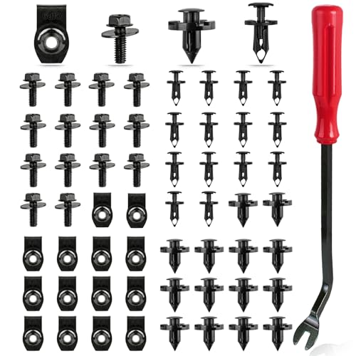 Image of UNIGT 60PCS Engine Under Cover Splash Shield Guard Body Bolts Compatible with Nissan /Infiniti 370Z 350Z G35 G37 FX35 FX45 EX35 Bumper Fender Liner Push Retainer Fastener Rivet Clips with Tool