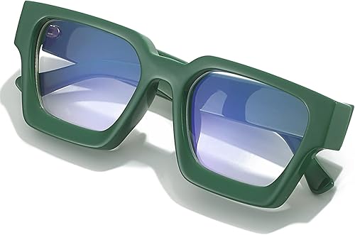 Vista 18 de AIEYEZO Gafas con Marco Cuadrado Grueso para Mujeres y Hombres, Lentes de Luz Azul de Moda, Gafas de Computadora Elegantes y Modernas