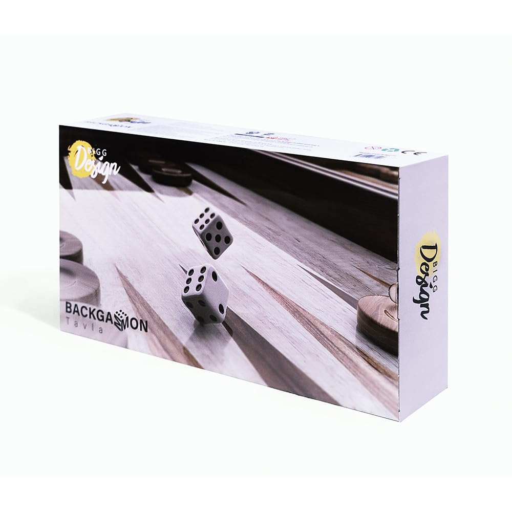 Biggdesign Niebieski Tile Backgammon, korpus MDF, zamknięcie magnetyczne, błyszczące lakierowanie ochronne, odporna na zarysowania powierzchnia do gry, w zestawie kostki i klocki