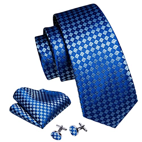 Set de Corbata Gris Plateado Cuadros para Hombre