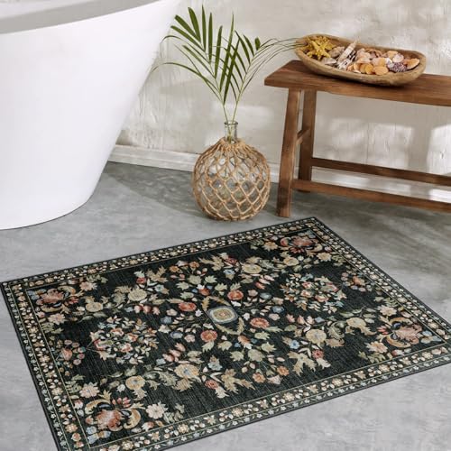 Tapete MUJOO Small Rug Lavable Negro 2x3 Pies miniatura 3