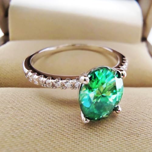2.0ct Oval Ring Women 7x9MM Blue Green Moissanite Laboratory Diamond Eternal Jewelry 18K White Gold Plated S925 Silver Rings Gift4