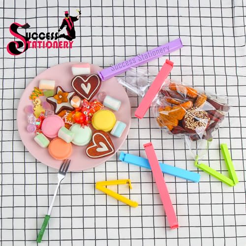 Image of Success Stationery (Set of 18 Pcs X 4 72 Pcs) - Home Kitchen Plastic Food Snack Bag Pouch Clips for Packet Sealing Tools 3 Size Large Medium Small Items Bag Clips Vacuum Sealer (Multi Color Set)