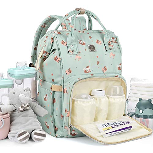 Wickeltaschen Rucksack für Mama Papa Baby Pflege Tasche Umstandswindel Baby Taschen für Jungen Mädchen Groß, Grün , Large Cover
