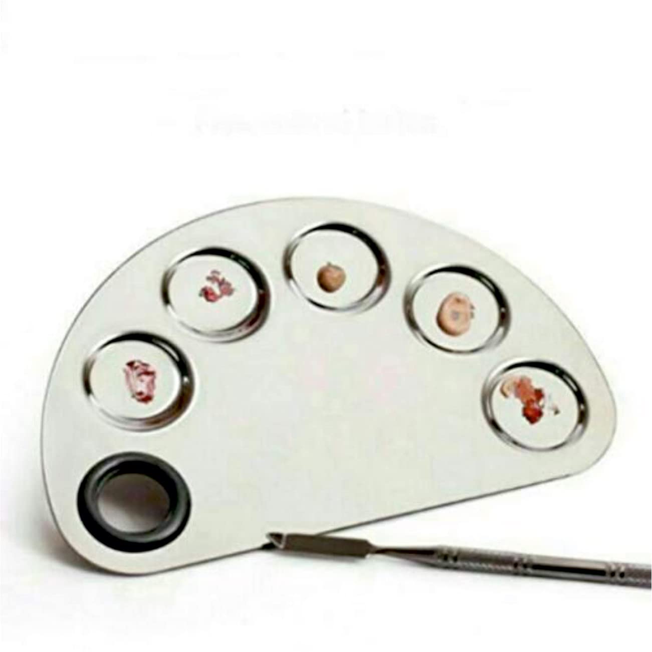 Caterfly Round Steel Makeup Palette with Spatula | Elevate Your Makeup Game with Precision Mixing and Blending | Achieve a Perfect Look Every Time | Pack of 1