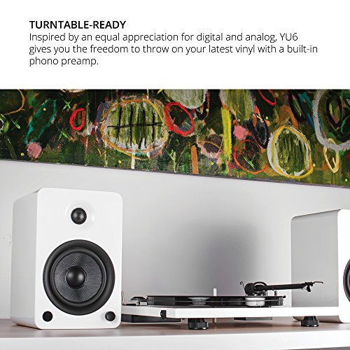 Image of Kanto YU6MG Powered Bookshelf Speakers with Bluetooth and Phono Preamp | Pair | Matte Grey