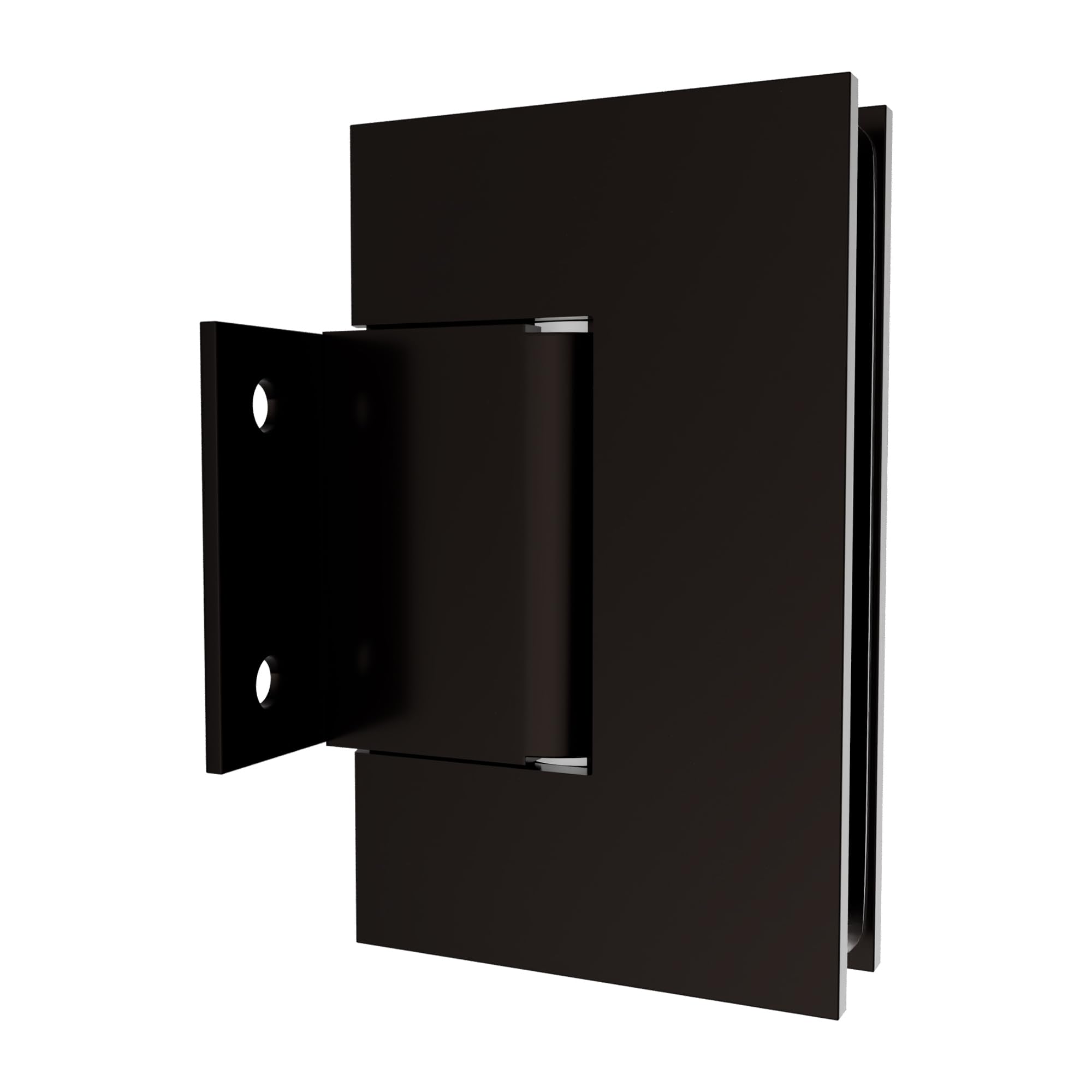 Brixwell Wall Mount Short Back Plate Hinge, Brass, Oil Rubbed Bronze Finish, 4" Height x 2-5/16" Width, Self-Centering 90 Degree in and Out Swing for 3/8" to 1/2" Glazing Thickness Shower Doors