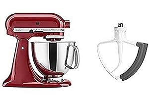 KitchenAid KSM150PSER Artisan Series 5-Quart Stand Mixer Bundle with Flex Edge Beater and Pouring Shield