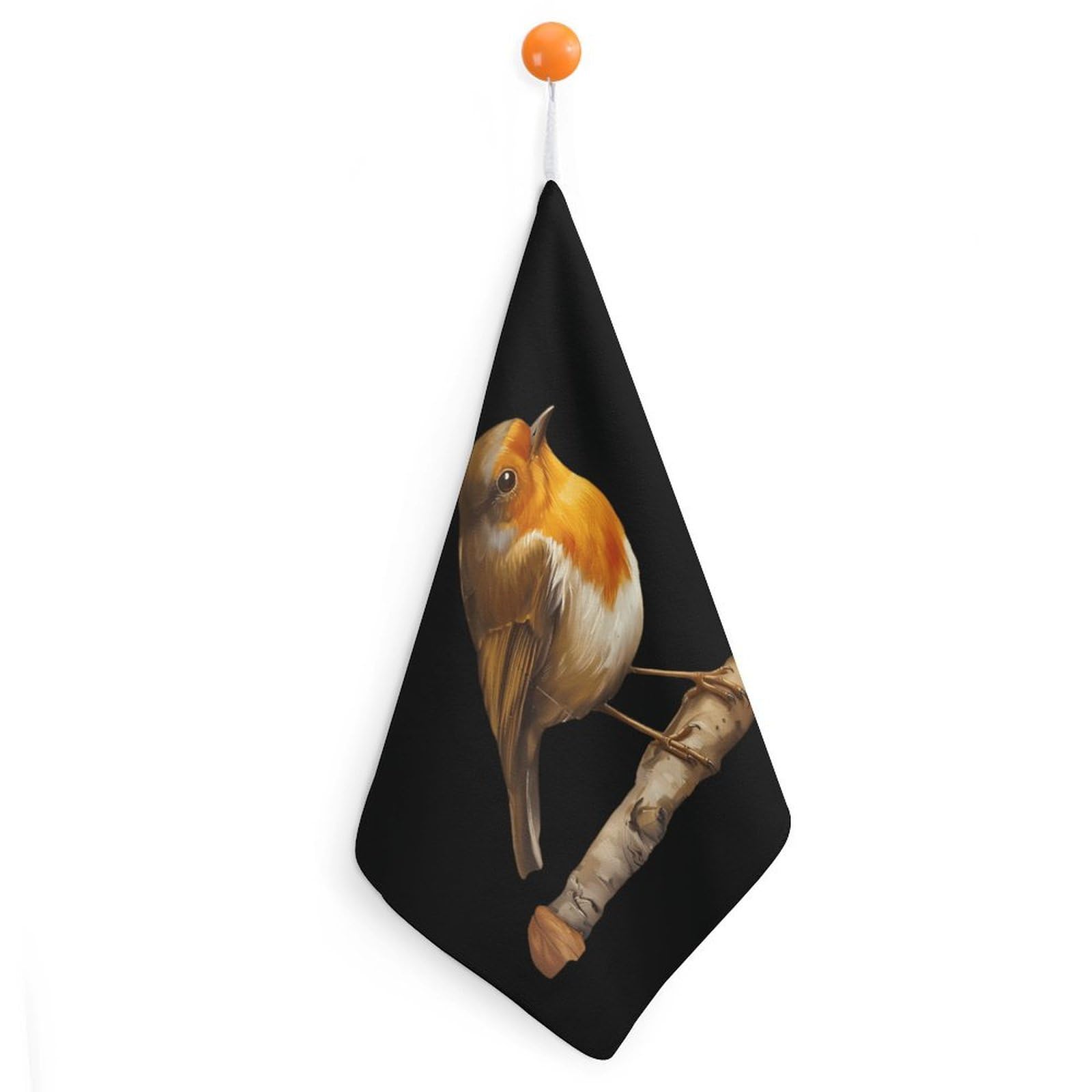 CGSBNGHA Robin Bird on Wood Hand Towel Hanging Face Towels Cleaning Cloths Handkerchief for Bathroom Kitchen