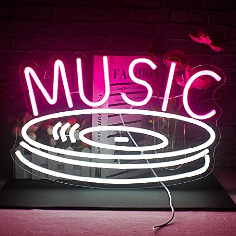 FAXFSIGN Music Record Neon Sign LedNeon Light Signs for Wall Decor Usb Light Up Signs for Bedroom Wedding Birthday Party Teens Gifts Cover