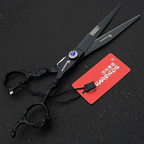 6 Inch/7/7.5/8/9 Inch sharonds Personalized Hair Scissors Cool Black Salon Hair Styling Barber Scissors Stainless Steel Barber Tool (7 inch Flat Shear) - Image 4