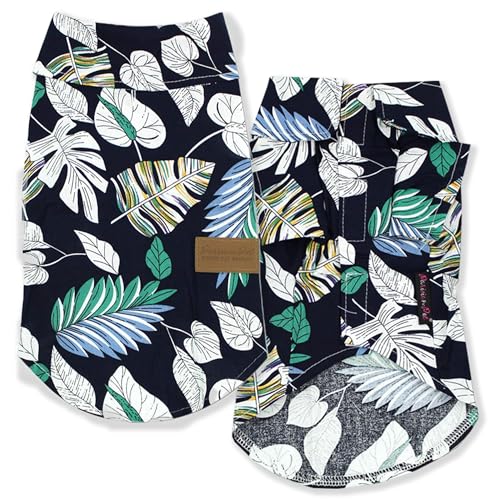 Parisian-Pet-Unisex-Dog-Shirt-Palm-Leaves-Patren-Dog-Beach-Outfit-100-Cotton-and-Sleeveless-Hook-and-Loop-Closure-Dog-Summer-Clothes-Machine-Washable-Dog-Shirts-for-Large-Dogs-L - Cucciolini Doodles   Parisian-Pet-Unisex-Dog-Shirt-Palm-Leaves-Patren-Dog-Beach-Outfit-100-Cotton-and-Sleeveless-Hook-and-Loop-Closure-Dog-Summer-Clothes-Machine-Washable-Dog-Shirts-for-Large-Dogs-L