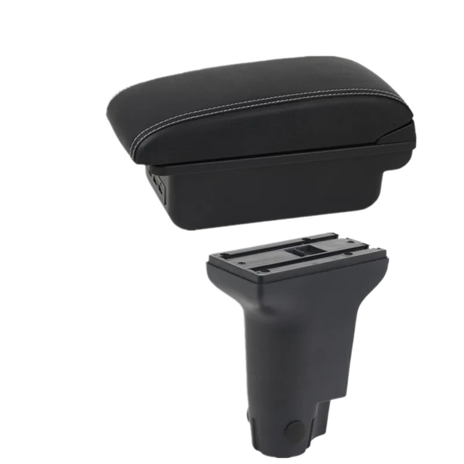 Poggia braccio Auto Per Fiat 500 Box Portaoggetti Centrale Per Bracciolo Auto Dedicato, Rialzato E Retrofit Bracciolo console centrale(B white line 3USB)