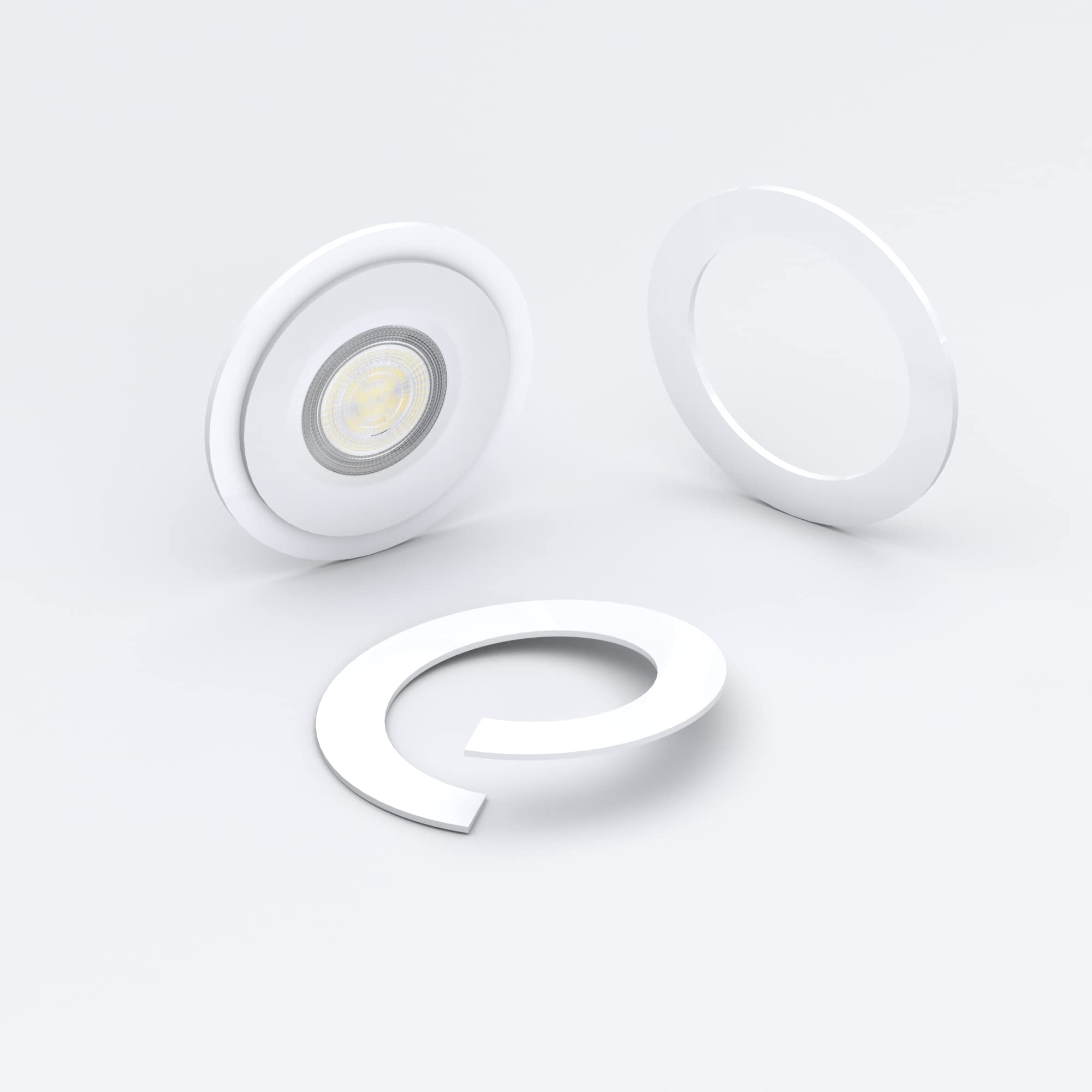 Plexico White & Silver Downlight Spotlight Surround Bezel Converter - Split Cut (, Outside - 140Mm X Hole - 90Mm)