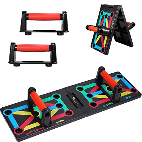 ROMIX Push Up Rack Board, 12 en 1 Multifuncional Sistema Plegable Ejercicio Stands, Portátil Tabla de Flexiones Hogar Gimnasio Soporte Equipo para Corporal Muscular Fitness Entrenamiento Hombre Mujer