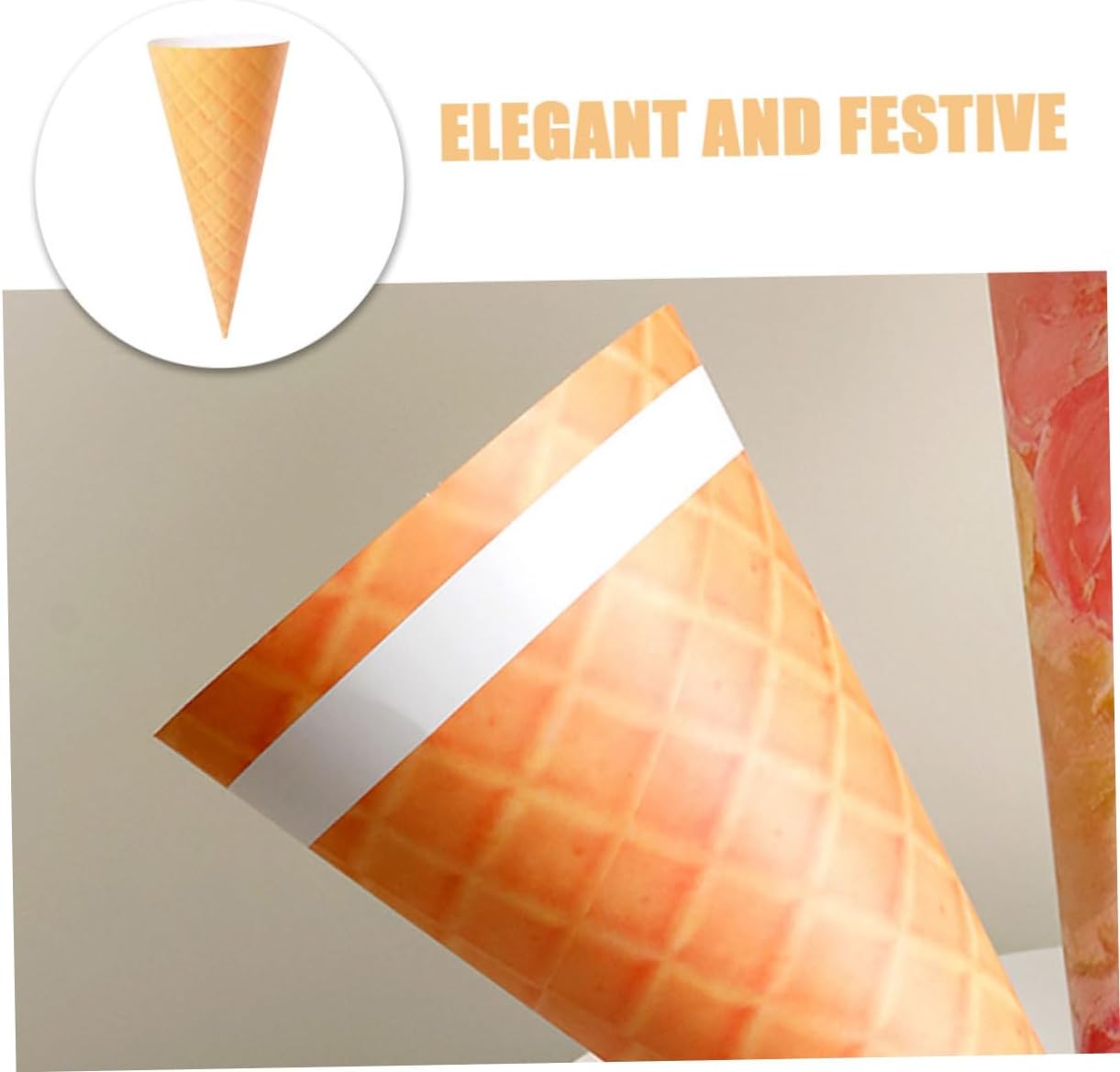 Unique Floral Wrapping Paper Cones 10pcs Cream Ice Cream Cone Flower Holders Perfect for Wedding Party DIY Decor