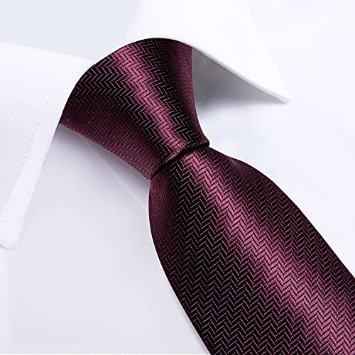 Image of DiBanGu Mens Silk Necktie Solid Color Tie and Pocket Square Cufflink Tie Clip Set Woven Plain Ties for Men Wedding Party