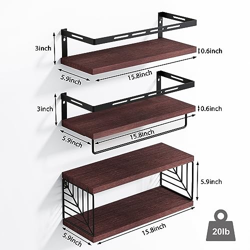 image for Fixwal 3+1 Tier Wall Mounted Bathroom Shelves Over Toilet, Rustic Wood