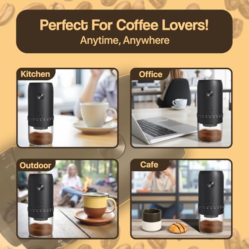 Image of AASHONEE GrindMate Electric Coffee Grinder | Portable & Rechargeable Burr Grinder for Coffee, Spices & Herbs | 40 Adjustable Grind Settings (35g Bean Capacity)