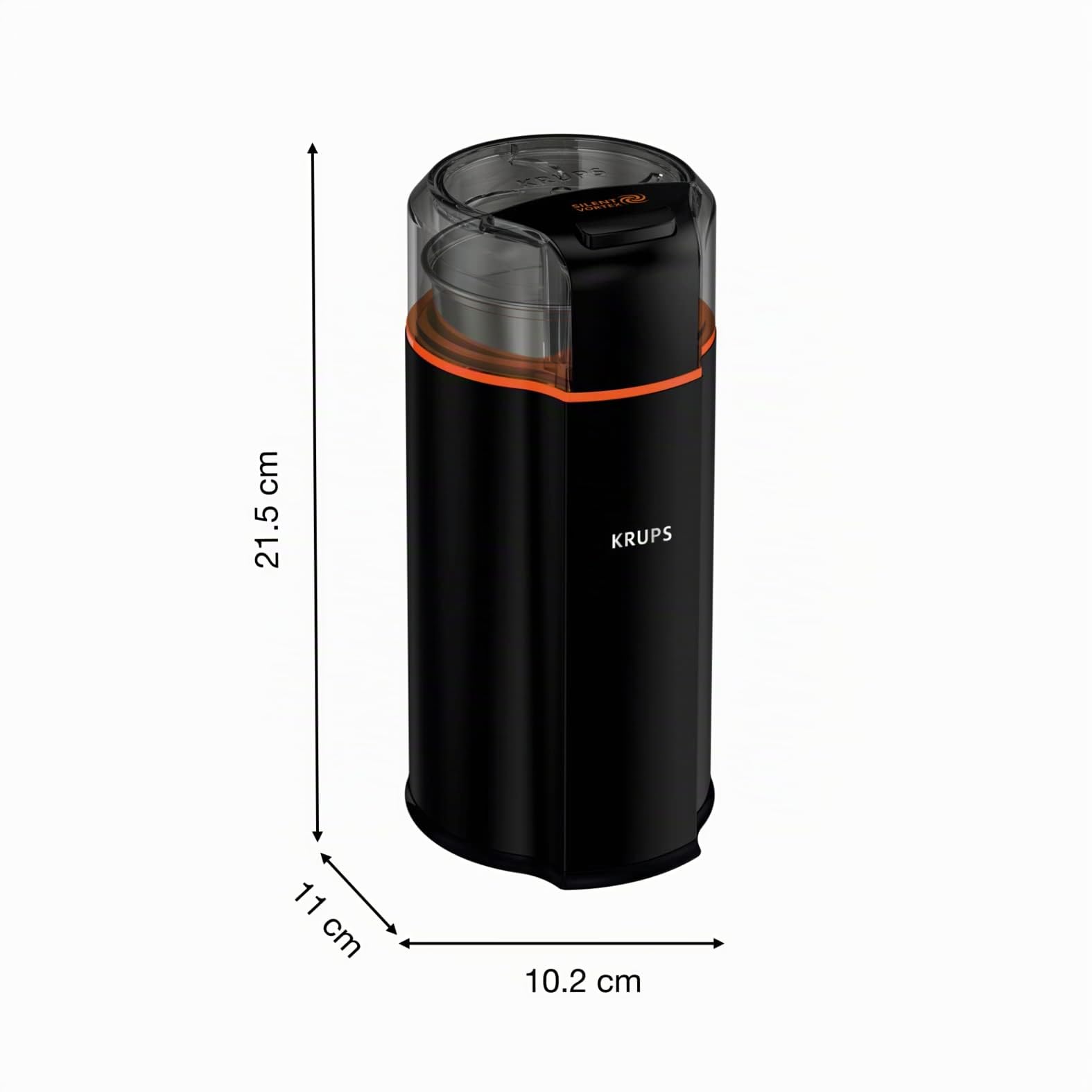 Krups GX3328 Silent Vortex Molinillo eléctrico de café y especias | 3 en 1 molinillo para granos de café, especias, hierbas | supersilencioso | apto para lavavajillas | cuenco extraíble + tapa | negro