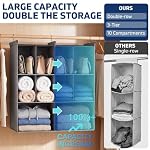 3 Tier Hanging Closet Organizer, 10 Compartments Dual Row Storage, Grey - Image 3