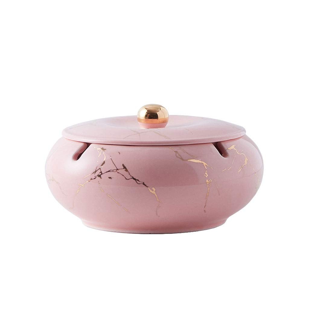 Ceramiczna popielniczka z pokrywką - 14 cm dekoracyjna popielniczka na zewnątrz, do samochodu, domu, stolika kawowego i biurka biurowego