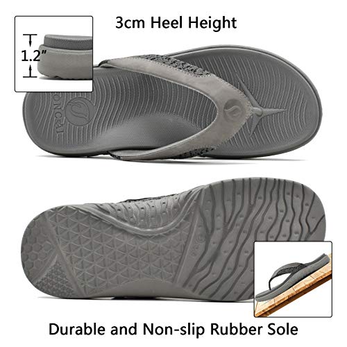Oncai Flip Flops For Men, Comfort Orthotic Plantar Fasciitis Beach Sport Athletic Soft Thong Sandals With Yoga Foam Arch Support Grey Size 15 #TOP4