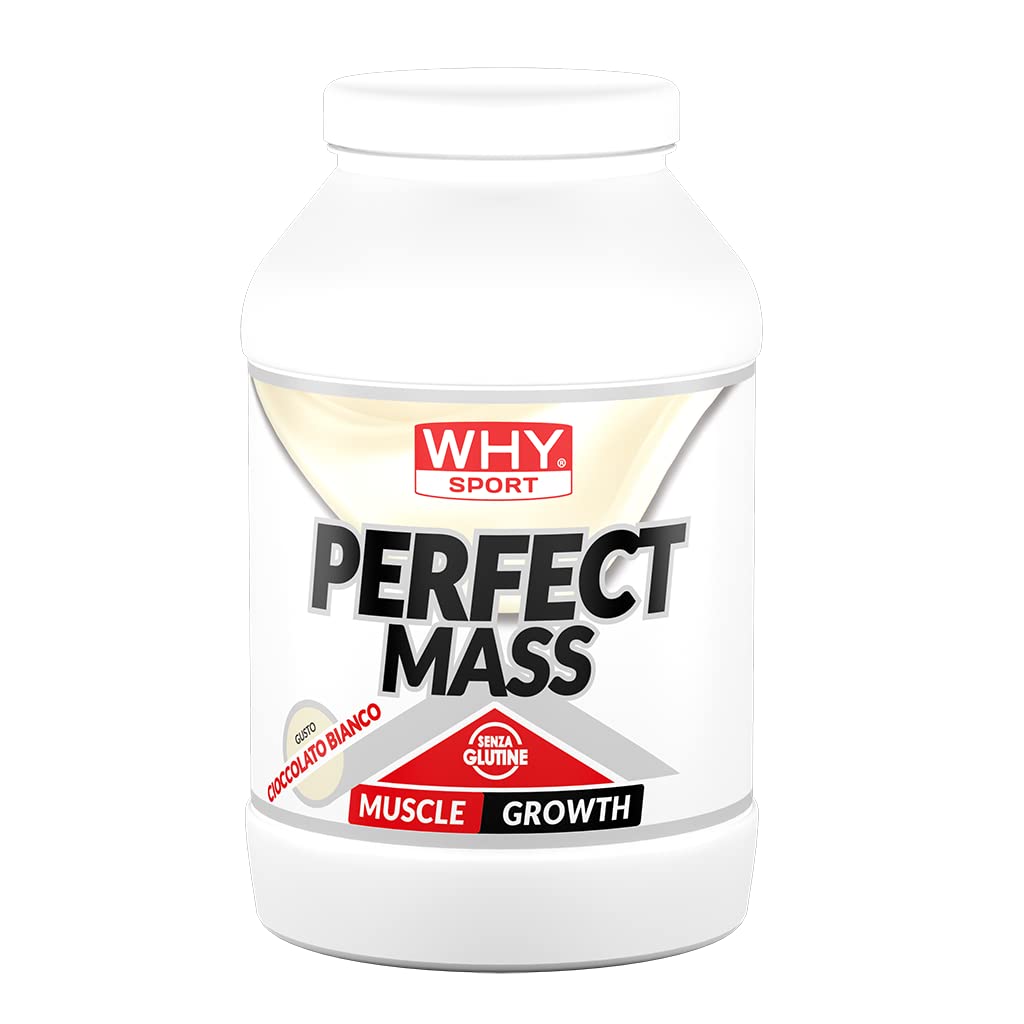 WHY SPORT PERFECT MASS - Proteine Isolate del Siero del Latte - Proteine in Polvere con Vitamine e Minerali per la Massa Muscolare - Gusto Cioccolato Bianco - 1,6 Kg