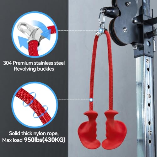 Image of GYMRAT Ergonomic Resistance Band Handles with 2 Carabiners, Heavy-Duty Exercise Handles for Home /Gym Workout Equipment (GYMRAT RED TRICEP Rope)