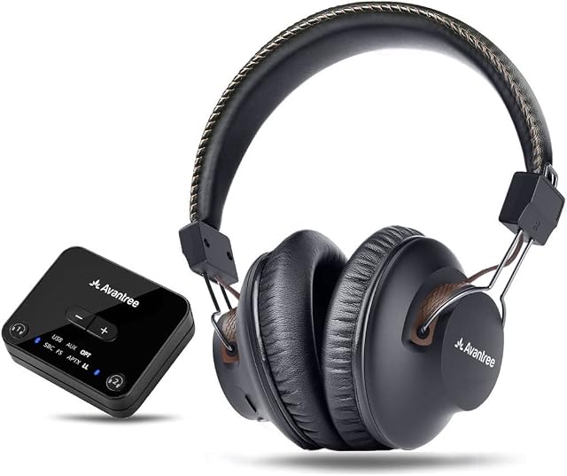 Avantree HT4189 40Hrs Wireless Headphones Set for TV Listening with Bluetooth Transmitter (Digital Optical AUX RCA), No Delay, Dual Link Support, High Volume Over Ear Headset for Seniors, Long Range
