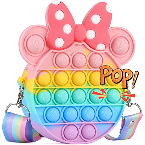GORAYA Minnie Pop it Bag for Girls, Kids Shoulder Bag, Popit handbag, Pop Fidget purse, Poppet figet toys and Kids present, Push Bubble Popper Pop Up Bag, Birthday Eid Halloween & Xmas Gift