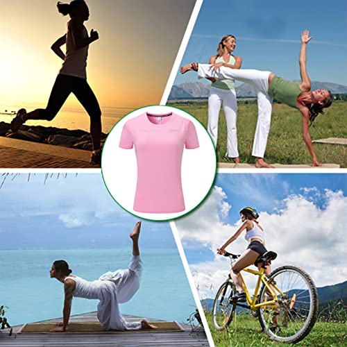 Foto von NOPEXTO Damen Sport T-Shirt, Schnell Trocknende Yoga-Tops, Kurzarm Rundhals Atmungsaktiv Schnelltrocknendes Für Running (2XL,Rosa)