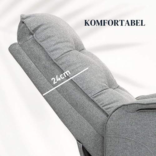 HOMCOM Fernsehsessel mit Aufstehhilfe Elektrisch, Relaxsessel mit Liegefunktion, TV-Sessel mit Fernbedienung, Seitentasche, Taschenfeder und Leinenoptik für Wohnzimmer, bis 150kg, Grau – Bild 7