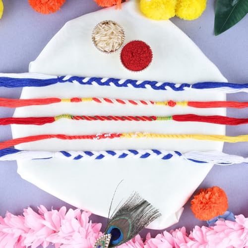 Image of Traditional Handmade Rakhi For Brothers | Designer Pearl, & Beaded Wrist Bands For Bhai| Thread Rakhi For Siblings | Elegant Handcrafted Bracelet For Raksha Bandhan