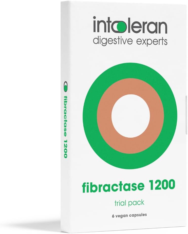 Intoleran Fibractase Forte Digestive Enzymes Testpack – 6 Capsules | Supplement for Fructans & Galactans Intolerance | Helps Digest Carbohydrates; Grains, Legumes, Onion, Garlic & wheats | Pure
