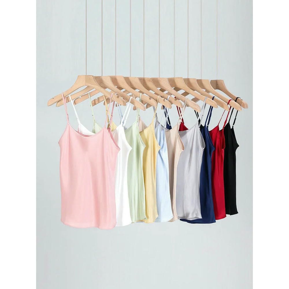 QXDZSW Camisoles pour femme, 19 mm, caraco uni et confortable, t-shirts basiques printemps-été, blanc, rose, beige