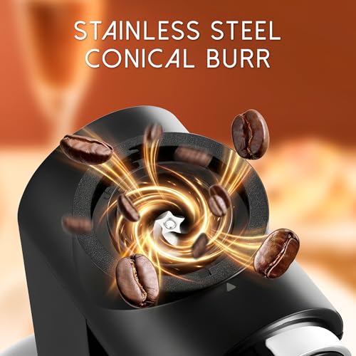 Image of Ollygrin Conical Burr Coffee Grinder Electric, Touch Panel Burr Coffee Grinder with 30 Precise Settings, Compact Coffee Bean Grinder for Espresso to French Press, 2-12 Cups