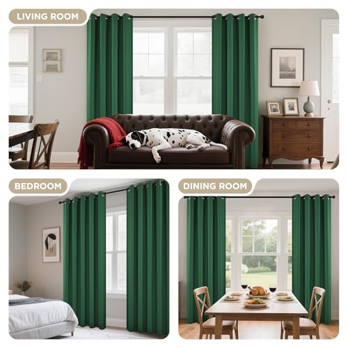 Image of Joydeco Blackout Curtains 63 Inchs Long 52 Wide Black Out Curtains 2 Panels, Thermal Insulated Long Curtain& Drapes Room Darkening Grommet Drapes for Living Bedroom Window (W52 x L63 Inch, Dark Green)