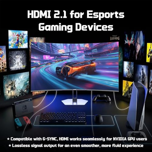 Image of Hikers 27 Inch Curved Gaming Monitor 280Hz 240Hz 1ms 2K WQHD 1440P Computer Gaming Monitor, HDMI 2.1x2 & DP 1.4x1 Fast VA 5000:1 Contrast, 134% sRGB 1500R VESA (G27H1Q Pro Includes One HDMI 2.1 Cable)