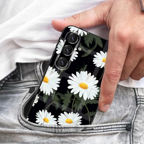 GFEWYTJYJ for Galaxy S25 Case,Fashion Shock-Absorption Flexible TPU Bumper Soft Rubber Protective Phone Case Cover for Samsung Galaxy S25 6.2" 2025,White Daisy Flower - image 4