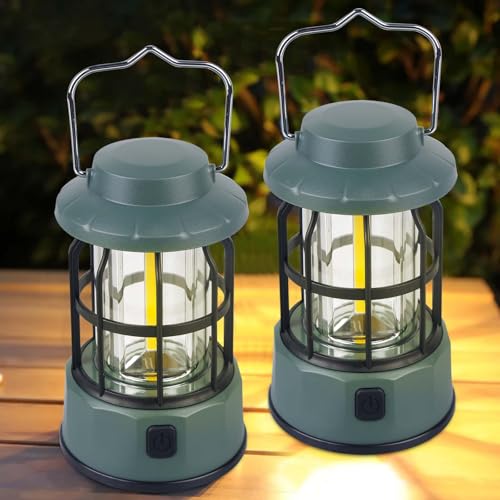 2 Stück LED Campinglampe, 84x138mm Camping Laterne Batteriebetrieben, IPX4 Wasserdicht Campinglaterne, Helligkeiten Dimmbar, Outdoor Lampe für...