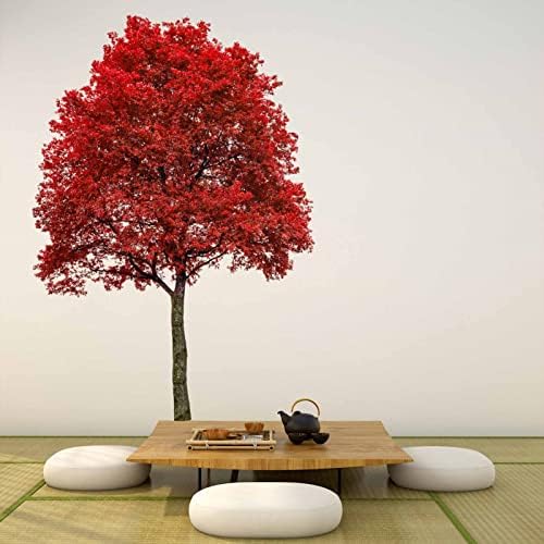 PinkEleph® Large Red Oak Tree Wall Stickers - Nature Plant Tree Leaves Bedroom Living Room Wall Decals - Home Sofa Backdrop TV Family Wall Decor (XL, H: 60 Inches)