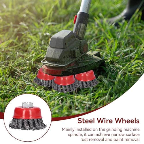 Image of 5PCS Steel Wire Wheels, Wire Cup Brush Twist Knot, M10 Screw Mounting Polishing Tool for Angle Grinder Rust Paint Removal