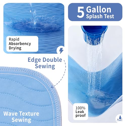 Image of Accompagner Incontinence Bed Pads Washable Waterproof, Ultra-Absorbent Reusable Underpads for Diaper Changing, Nursing, Bedridden, Adults, Seniors, Kids and Dogs (Blue, 36 inchx36 inch(Pack of 4))
