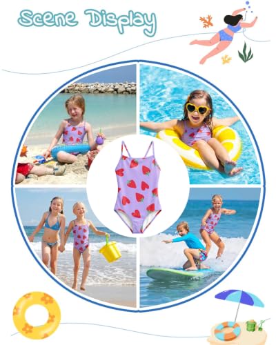 Image of weVSwe Baby Girl Swimsuit One Piece Swimsuit Cute Toddler Girls Sleeveless Bikini Kids 2-10 Years