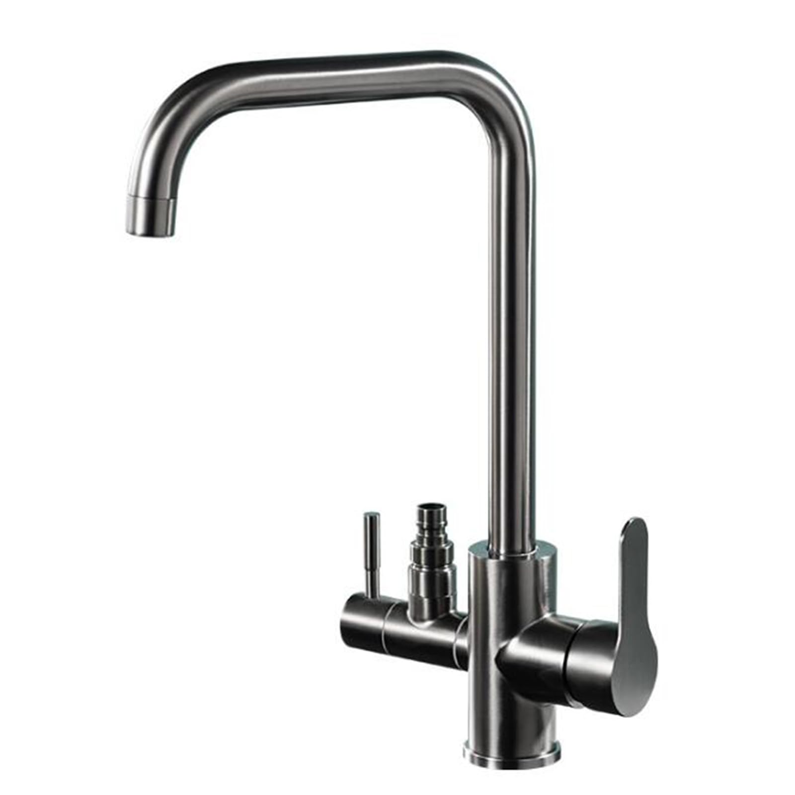 ZYCHSJXA Kitchen Tap with Dishwasher Connector Grey 2 Handles Rotary Mixer Taps Stainless Steel-Grey