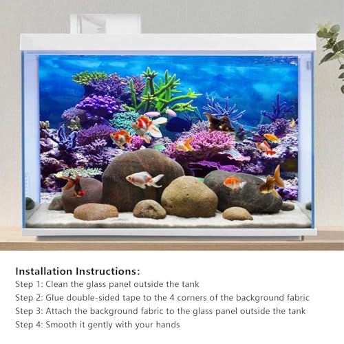 Image of YongFoto Ocean Theme Fish Tank Background 24x12 inch Coral Seaweed Reef Rock Tropical Fish Underwater Sea World Polyester Backdrop Reptile Habitat Terrarium Aquarium Background