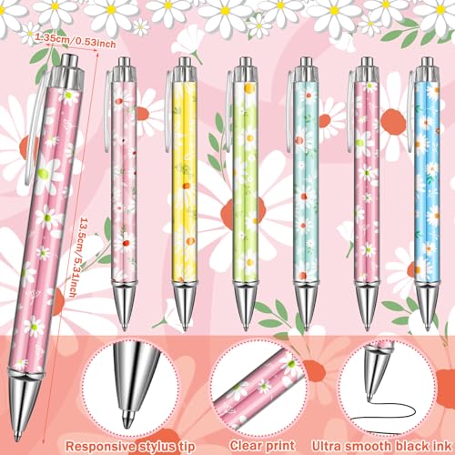 Image of Resurhang 6 Pack A5 Daisy Spiral Notebooks Preppy Journal Cute Aesthetic Hardcover Ruled Notebooks with Ballpoint Pens for Christmas Office School Day Prize Gifts, 5.5 x 8.3 Inch