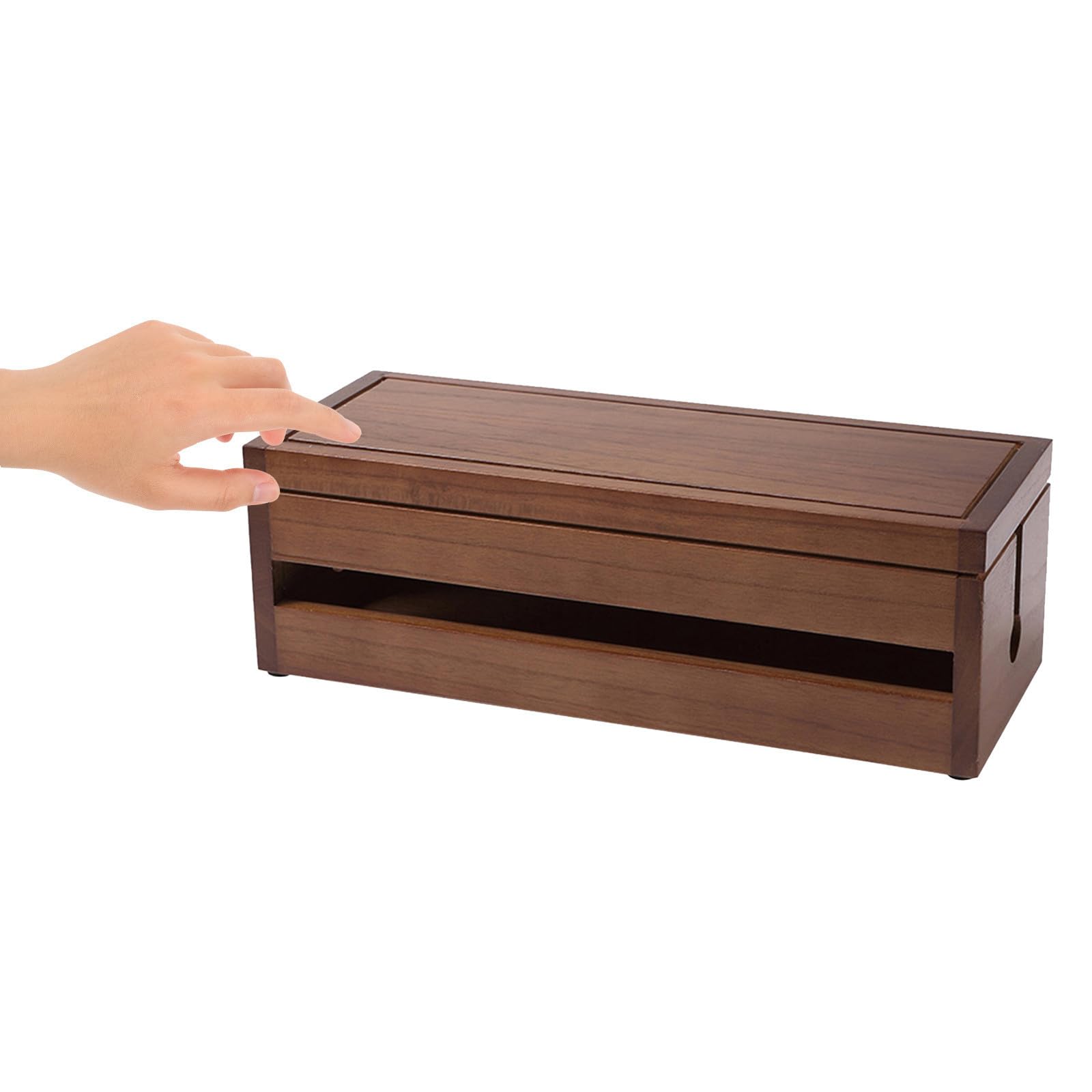 Scatola in Legno di Paulownia Color Caffè per Gestione Cavi Design Multi-funzionale e Dissipazione del Calore per Casa e Ufficio
