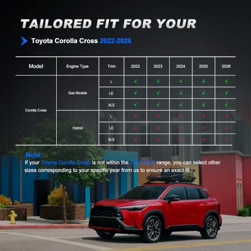 Image of Custom Fit Seat Covers for Toyota Corolla Cross 2022-2026 Full Set | Black Seat Covers, Premium Faux Leather, 5-Piece Set Includes Armrest, Seat Belt, Steering Wheel & Headrest Covers